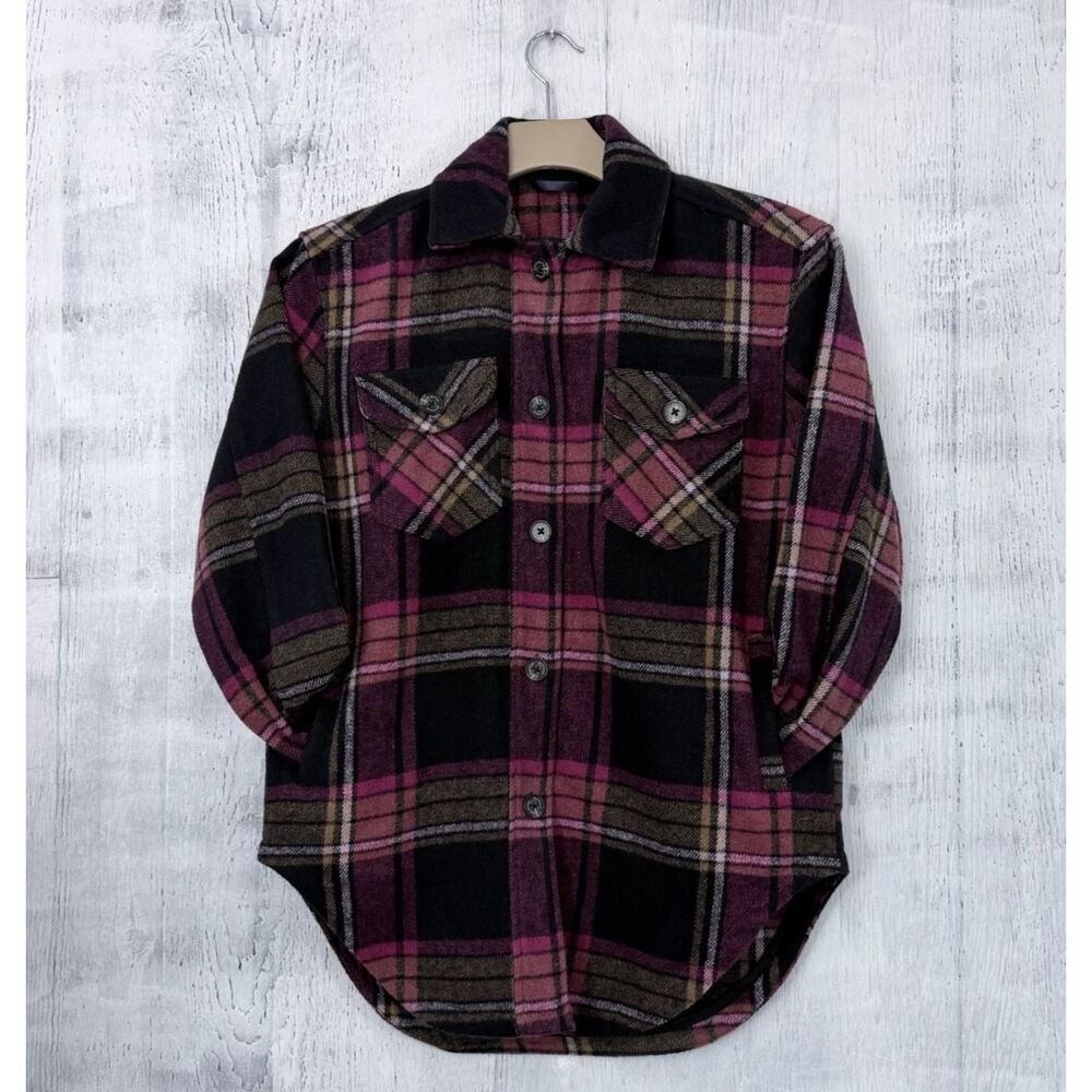 Buffalo David Bitton Flannel Shacket Women's S Oversized Plaid Multicolor